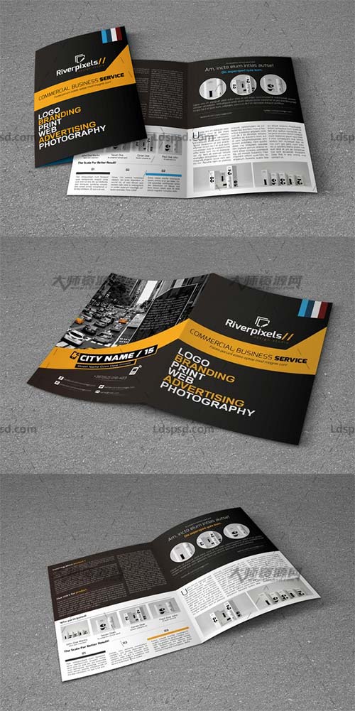 Modern A4 Bi-Fold Brochure,indesign模板－产品手册(双折页/通用型)